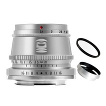 TTArtisan 소니 E 마운트 카메라용 35mm F1.4 APS-C 포맷 대형 조리개 수동 초점 고정 렌즈 실버 A5100 A6000 A6300 A6400 A6500 A7II, L Mount, Silver
