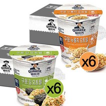 롯데제과 롯데제과 퀘이커 컵 오트밀 식사대용 구운 누룽지 x 6 + 구운 김 x 6, 오트&딸기 x 20개