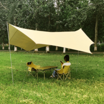 캠핑 헥사타프 방수 그늘막 텐트 캐노피 차박 피크닉, 두꺼운 카키 4.5×6미터2.3미터후지주