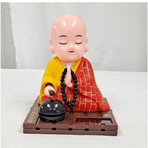 목탁치는 스님 태양열인형 스님노호혼 동자승인형 목탁치는 태양열, 빨강스님 소형, 1개