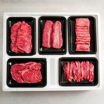 우마왕 한우 1++ 투뿔 구이용 프리미엄 명품 추석선물세트 (냉장), 1.5kg, (오복)등심+채끝+살치+갈비살+부채살