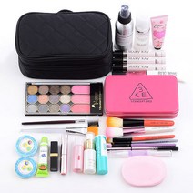 메이크업 화장품2단 파우치 브러쉬, 2단콤비파우치(블랙)