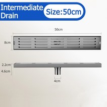 배수구 트렌치 하수구냄새욕실 바닥 배수구 304 스테인레스 스틸 브러시드 직사각형 탈취제 샤워 긴 선, 07 8x50cm, 07 8x50cm