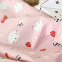 원단킹 무형광면나염]딸기토끼(6309586)