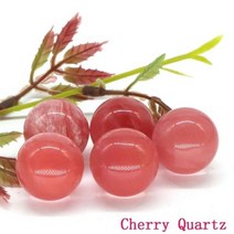 도매 20mm 스톤 비즈 천연 보석 레이키 힐링 라운드 볼 크리스탈 DIY 목걸이 팔찌 쥬얼리 세공 액세서리, 20pc, Cherry Quartz