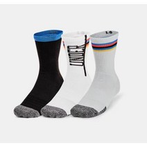 언더아머(UNDER ARMOUR) 언더아머 1362046 100 화이트 히트기어 기능성 트레이닝 양말 3개입 운동용 러닝용 트레이닝용 등산용, XL(285 )