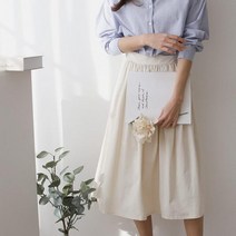 마롱패션 핀턱 파스텔 스커트 롱 베이지 블랙