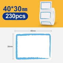 네임 스티커 라벨 프린터 휴대용B1 B3S 프린터 열전사 라벨 접착 스티커 용지 롤 인쇄 방수 야외 케이블 Je, [12] 40x30mm 230pcs B