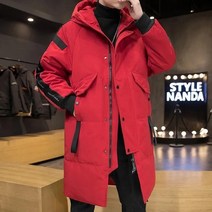 ANKRIC 두꺼운 중장 남성 패딩 겨울 화이트 오리털 코트