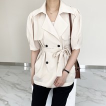 데일트 여성 여름 린넨 반팔 자켓