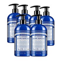닥터브로너스 Dr Bronner Pump Soap 슈거 페퍼민트 펌프 숍 핸드워시 710ml, 6팩