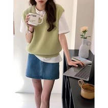 영메이 10컬러 봄 가을 베이직 니트 조끼 YM23078F