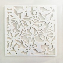 69pcs 40x40cm diy 나비 새 꽃 교수형 화면 파티션 분할기 패널 룸 커튼 홈 장식, 하얀, 6개