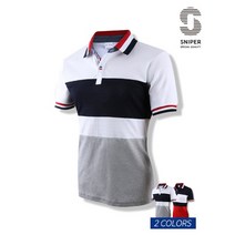 (스나이퍼샵)삼단 배색 청카라 데일리 카라 반팔티