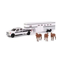ERTL 1:32 스케일 포드 F350 픽업 트랙터 세트 John Deere Tractor 구스넥 트레일러 포함 17.25 x 3.2 4.5인치 3세 이상BGSL, 말을 탄 포드 트레일러