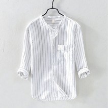 BFRD-L745 린넨셔츠 7부소매 남성셔츠 여름쳐츠 스트라이프 캐주얼 루즈핏