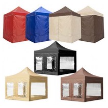 WINAIR 4COLORS 캐노피 방수 천막 지붕+프레임+일반바람막이+가방, 3mx3m_블랙(지붕+프레임+일반바람막이+가방)