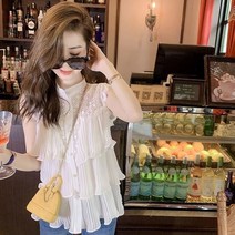 패션고리 여성 라운드넥 레이스 민소매 블라우스 B72