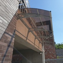 캐노픽스 1270x2200 비가림 차양 비가림막 렉산 어닝 전문 시공사, 렉산_브라운/브라켓_그레이/파이프_그레이