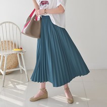 데일리앤 드로우 플리츠 밴딩 플레어 롱스커트