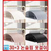 30+3 논슬립 옷걸이 30개 라운드 라운드 목늘어남방지 스웨터 셔츠 어깨뿔방지 멀티 옷장정리 정장 세탁소 칼라 컬러 슬림자켓 옷매장 옷가게 옷걸이, 인디핑크30+3