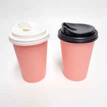 테이크아웃 13온스 종이컵 코랄핑크칼라100개+뚜껑100개 세트상품, 13oz 코랄핑크컵100개+10/13롱타공화이트100개