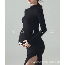 만삭촬영원피스 셀프 임산부 의상 드레스 블랙 트임 원피스 A10