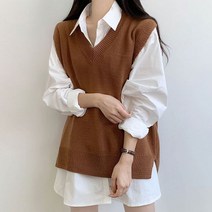 박남매 / 비러블 브이넥 니트 조끼 P000BGUN