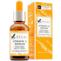 Eclat Skincare 오가닉 20% 비타민 C 세럼 히알루론산 + 레티놀 + 페룰산 + 호호바 오일 + VIT E 30ml, 100 유기농 비타민 C 세럼