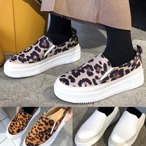 별도표기 호피무늬 여성 통굽 슬립온 여자단화 스니커즈 D12159