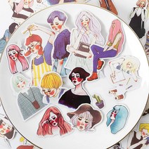 큰소녀스티커 171장 인물스티커 일러스트 일상스티커 랜덤스티커 다꾸 소녀스티커, 1세트