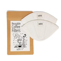 Wobh 필터 | 재사용 가능한 천 커피 Kalita® Wave 185에 적합 평평한 바닥 푸어 오버 드리퍼 경제적 장인 및 유기농 사이즈 185 2팩