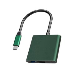 3In 1 USB-C 허브 어댑터 4K @ 30Hz 유형 c에서 HDMI 호환 3.0 PD 도킹 스테이션 노트북 데스크탑 KT301, [01] dark green