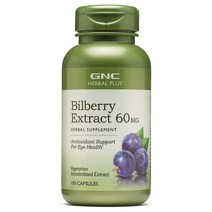GNC 빌베리 추출물 60mg 100정 (캡슐) Herbal Plus Bilberry Extract 100caps, 1개, 단품