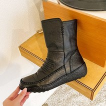 제이슈 천연소가죽 퍼안감 겨울감성 미들부츠 4.5cm