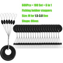 호환 낚시배 바다낚시배요트 부품 600pcs 100 그룹 세트 고무 공간 콩 타원형 스토퍼 찌 플라이 액세서리 스피너 미끼 물고기 스포츠 도구, 올리브 엠