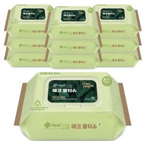 생분해 헬케어 에코 물티슈 72매x10개 캡형 레이온 100% 원단 아기물티슈, 상세페이지 참조, 상세페이지 참조