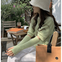 우니 포근 반팔 니트 + 핸드워머 투피스 세트 set