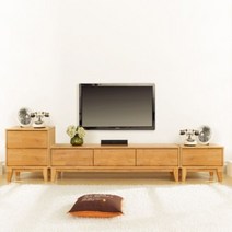 [아름이와다움이] 엘다원목 카르텔 거실장세트, 색상:내추럴