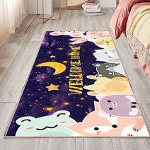 NECASIL 만화 카펫 침실 침대 머리맡 귀여운 담요 플러스 두꺼운 발코니 부유창 다용도 베란다 현관 바닥용 거실용 주방발매트 일러스트 러그 카페트