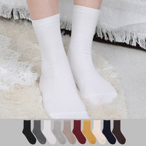 발장난양말 여성 길어보이는 베이직 골지 중목양말 10켤레