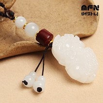 FANSDA 천연 원석 비휴 피슈 열쇠고리 키링 풍수 재물운상승, 옥 비휴키홀더(대)