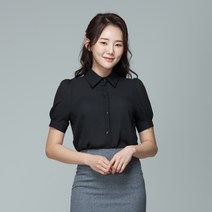 스무날 쉬폰 카라 반팔 블라우스