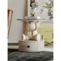 무선충전패드 협탁 미니 스마트테이블 침실인테리어, 50CM원목서랍항균암판무선충전지문잠금곰