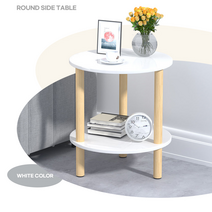 미니 원형 라운드 협탁 2단 테이블 침대 거실 쇼파 사이드 보조 테이블 원탁, 1개