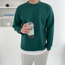 남자 오버핏 무지 네오프랜 라운드 맨투맨
