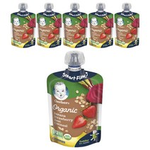 거버 스마트 플로우 어린이스무디 99g, 6개, 바나나 + 딸기 + 비트 + 오트밀