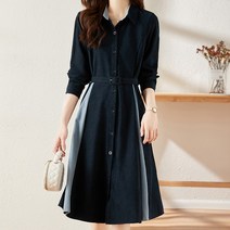 모니카제이 레트로 하이앤드 배색원피스