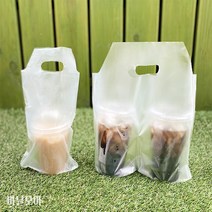 (당일발송) 비닐모아 비닐 컵캐리어 테이크아웃 무지 커피비닐캐리어 1구 2구, 2000장, 무지1구