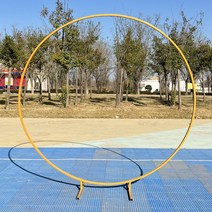 포토존 꽃 장식 프레임 플라워 아치 지지대 야외 셀프 스몰 웨딩 연출 파티 원형 장식 진열대 교회 크리스마스 꾸미기, 14.사각파이프링1.2m지름골드
